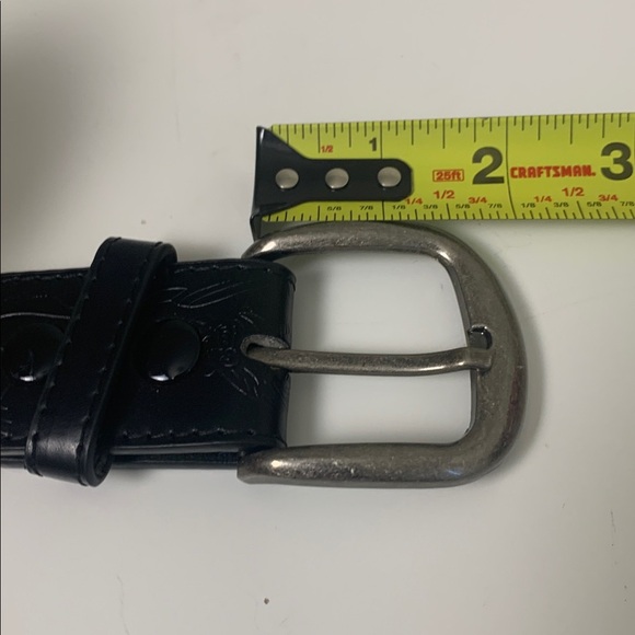 NWOT Black Lightly Tooled w Western Design Composite Leather Belt - Picture 7 of 9